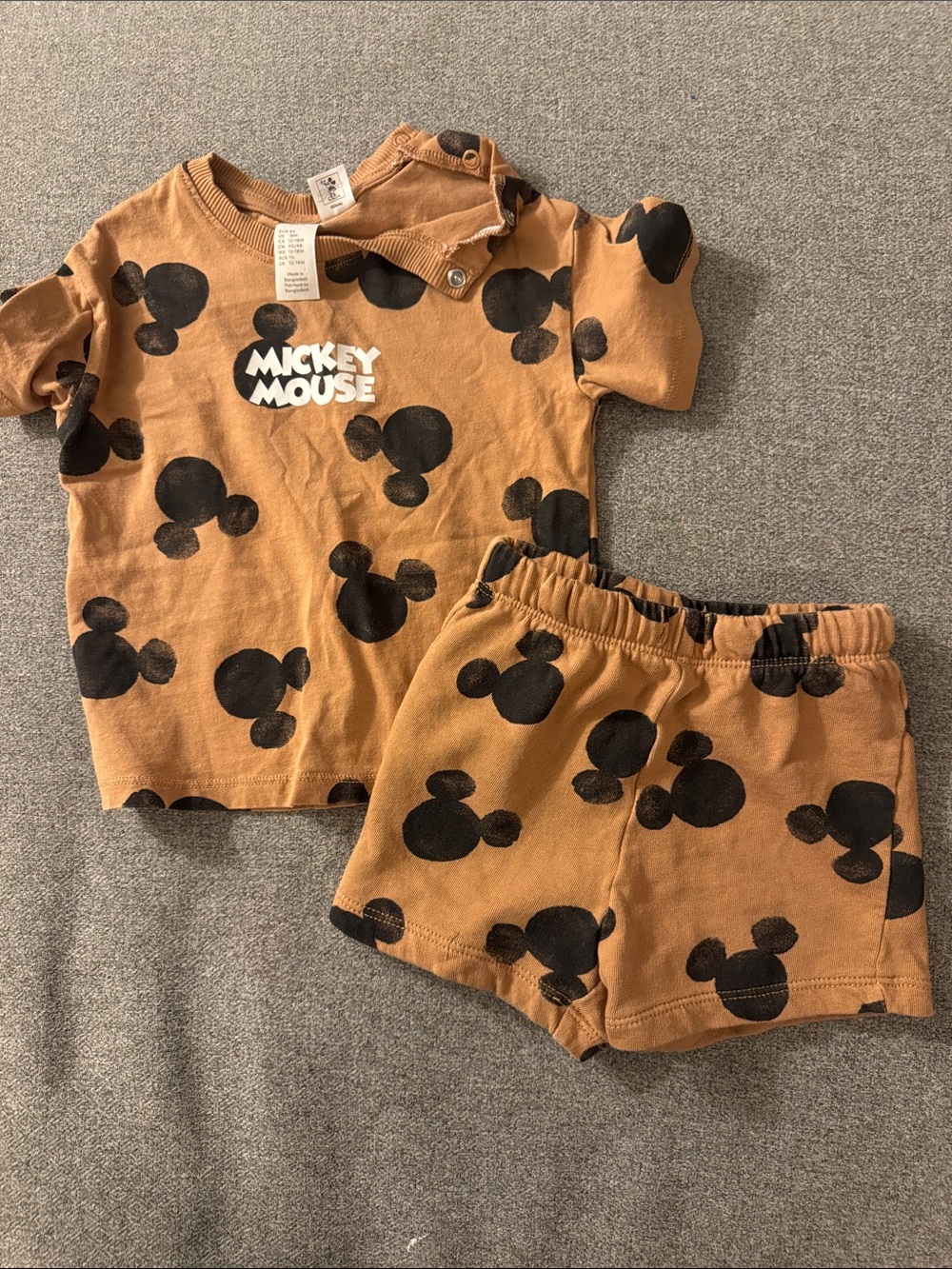 H&M Kids Mickey Mouse Brown and Black Matching Set